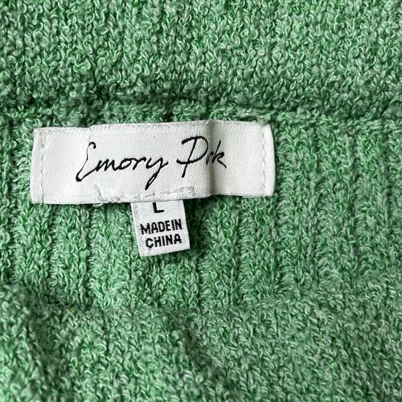 Emory Park High Rise Ribbed Green Flare Leg Pants Womens Size Large - Picture 2 of 5